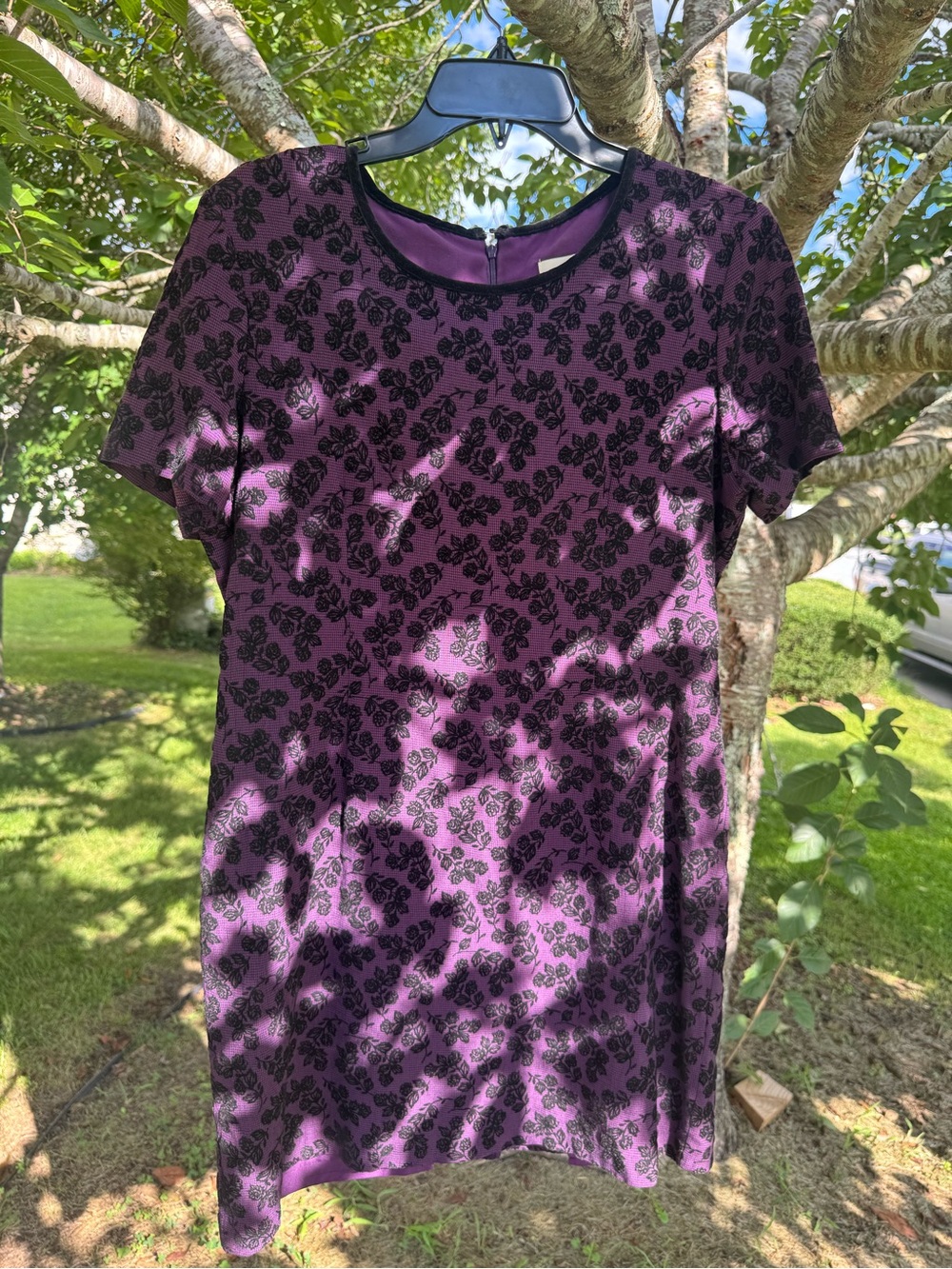NancyG Purple Floral Short Sleeve Dress